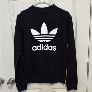 Adidas Black Crewneck with White Trefoil Logo